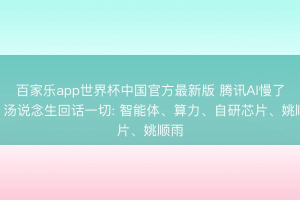百家乐app世界杯中国官方最新版 腾讯AI慢了吗? 汤说念生回话一切: 智能体、算力、自研芯片、姚顺雨