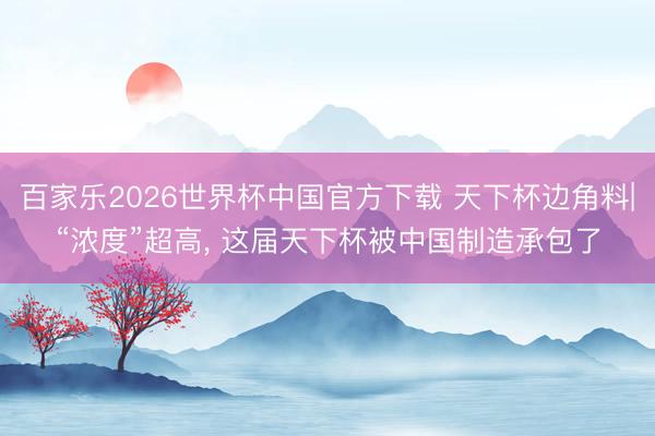 百家乐2026世界杯中国官方下载 天下杯边角料|“浓度”超高， 这届天下杯被中国制造承包了