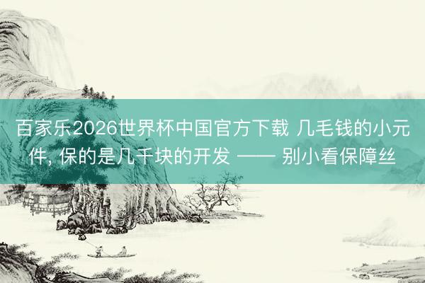 百家乐2026世界杯中国官方下载 几毛钱的小元件， 保的是几千块的开发 —— 别小看保障丝