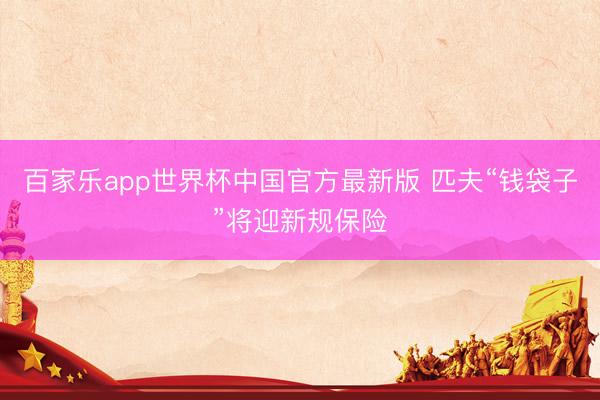 百家乐app世界杯中国官方最新版 匹夫“钱袋子”将迎新规保险