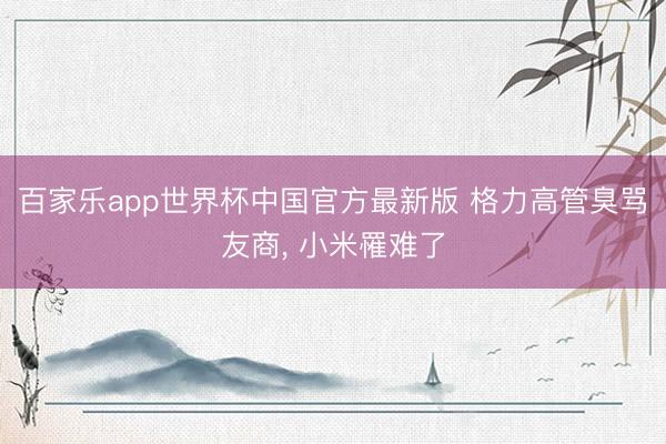 百家乐app世界杯中国官方最新版 格力高管臭骂友商， 小米罹难了